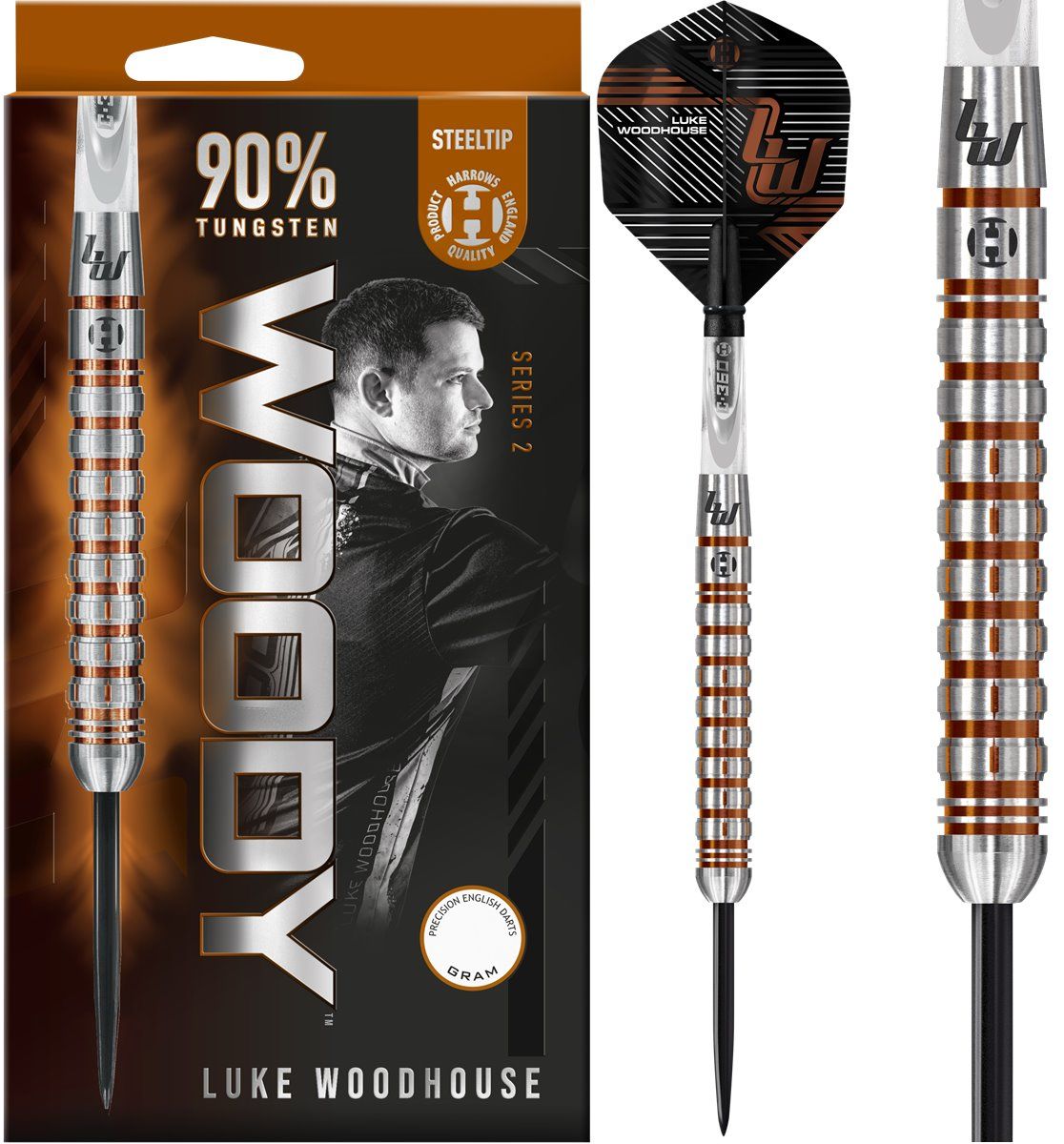 Harrows Luke Woodhouse G2 Steeldarts 90% 21/23/25 Gram Steeldarts