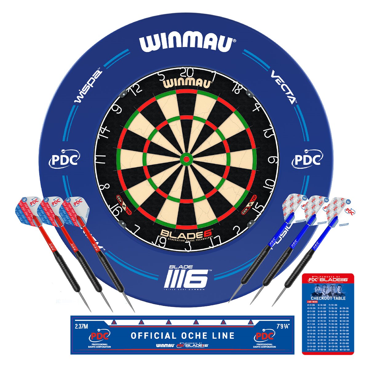 Winmau PDC Starter-Set Dartboard Blade 6 Surround Darts Zubehör Bristle Board