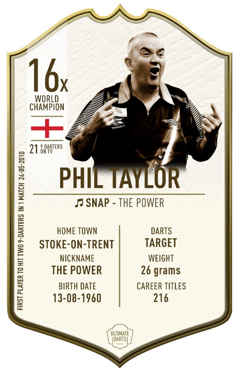 Ultimate Card Immortals Phil Taylor Dart Karte 37 x 25 cm Fanshop