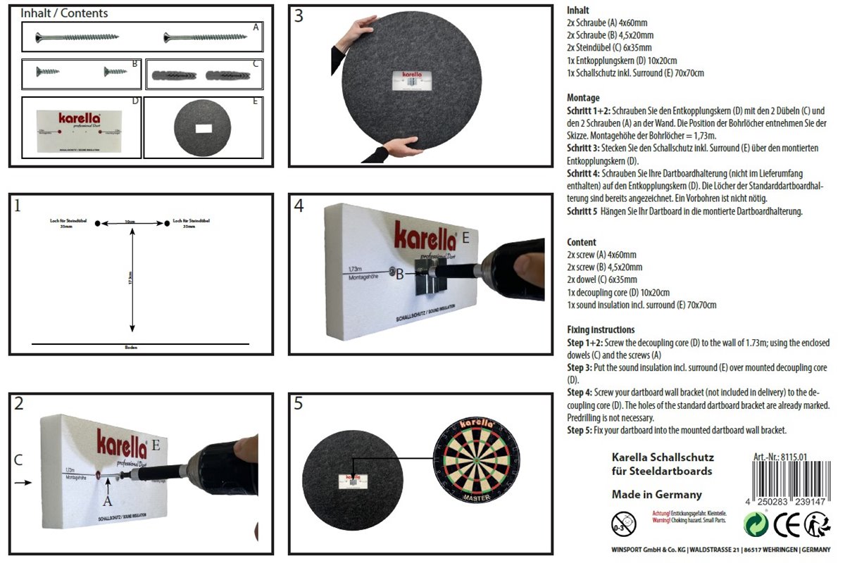 Schallschutz Karella für Steeldartboards – Karella