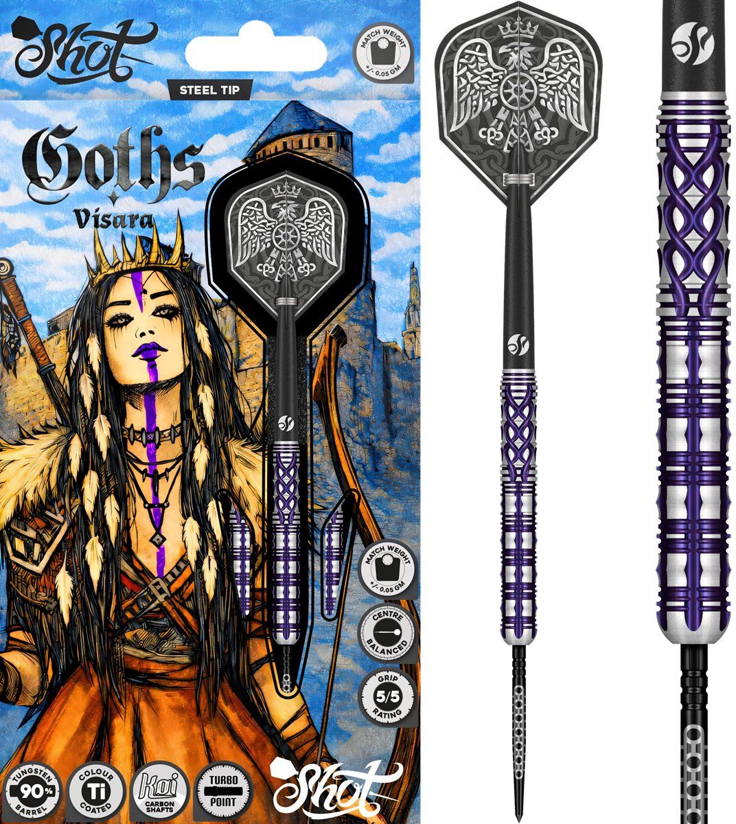 Shot! Goths Visara TP 90% Steeldart 22/23/24 Gramm Steeldarts