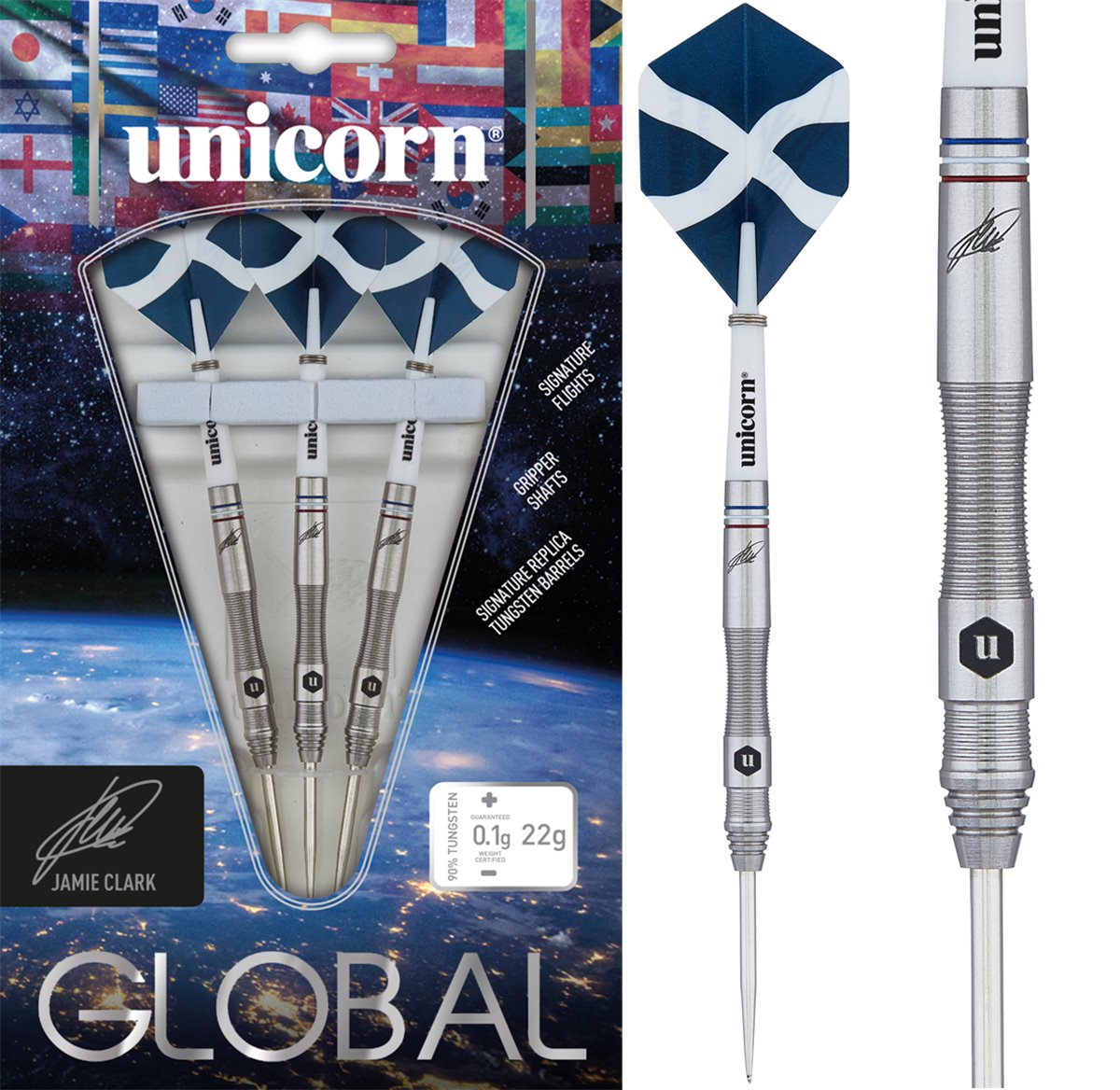 Unicorn Global Jamie Clark 80% Steeldarts 22 Gramm  Steeldarts