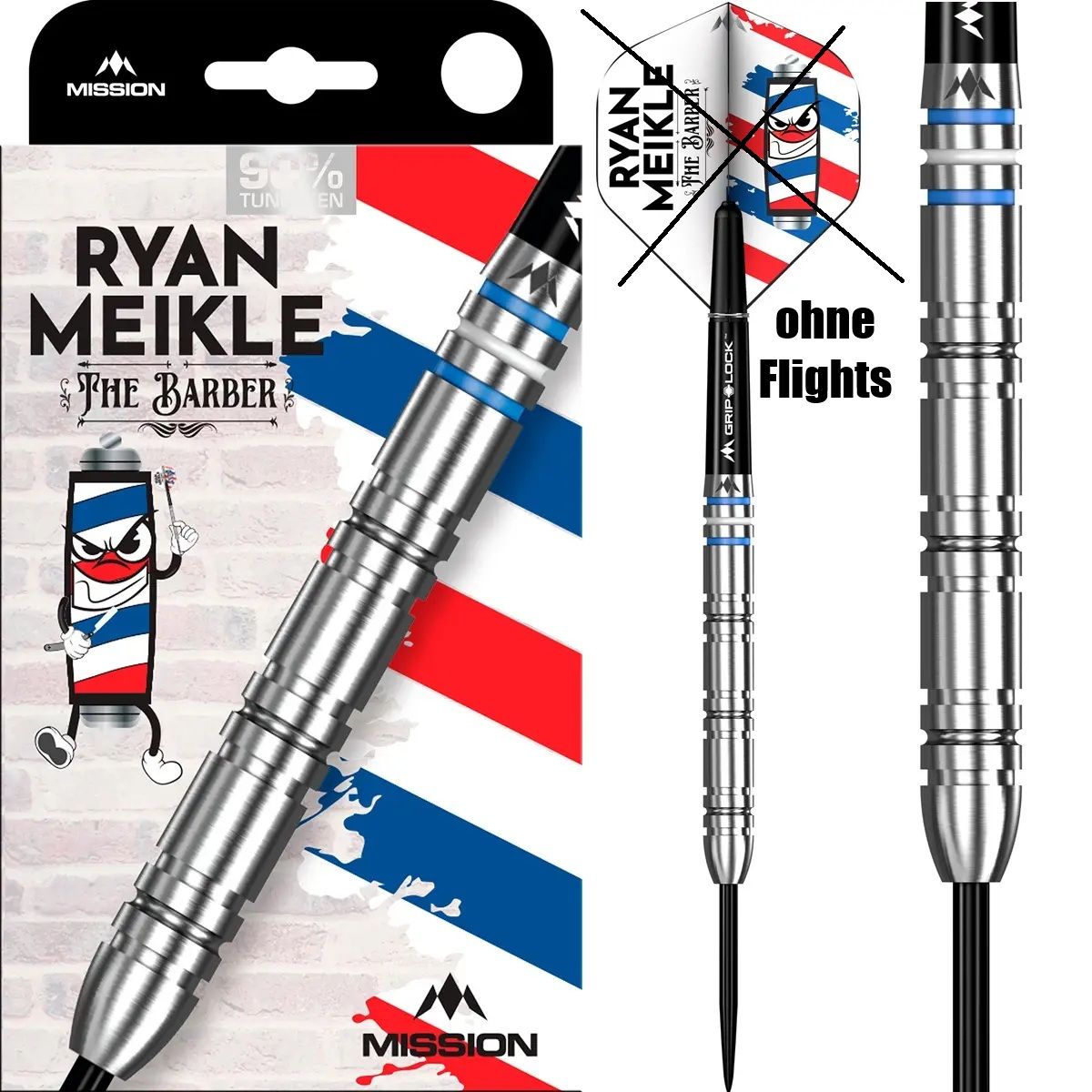 B-Ware ohne Flights Mission Ryan Meikle 90% Steeldarts 21/23/25 Gramm Steeldarts