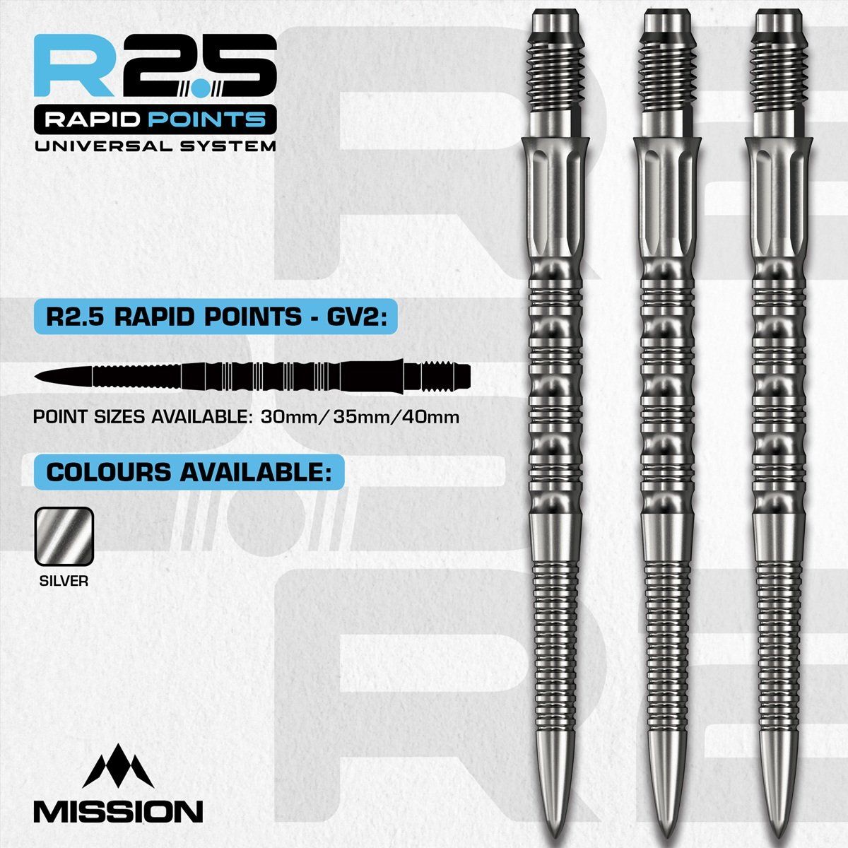 Mission R2.5 Rapid Point RP GV2 Silber 30/35/40 mm Wechselspitzen