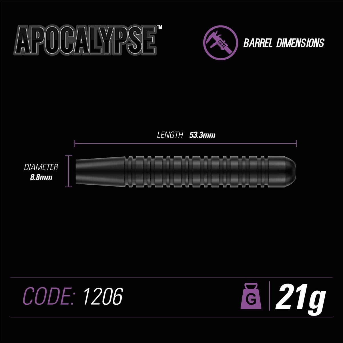 Steeldart Winmau Steeldarts "APOCALYPSE" 1206 19/21 g Steeldarts