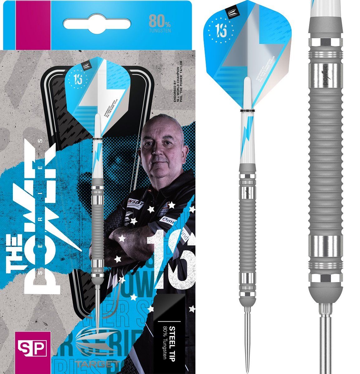 Target Phil "the Power" Taylor 80% Swiss Point Silver 2022 Steeldarts 23/24 Gram Steeldarts