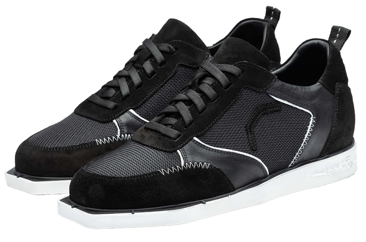 Triple20 Dartschuhe Textil Leder Schwarz Weiß Dartschuh