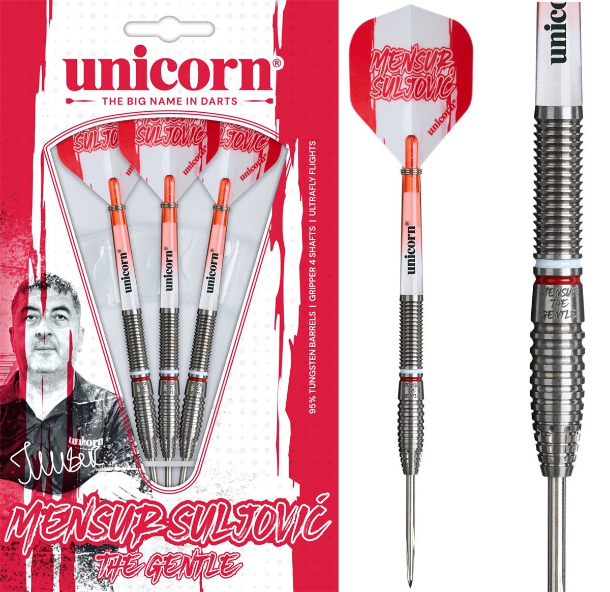 Unicorn Mensur Suljovic 95% Steeldarts 21/23/25 Gram Steeldarts
