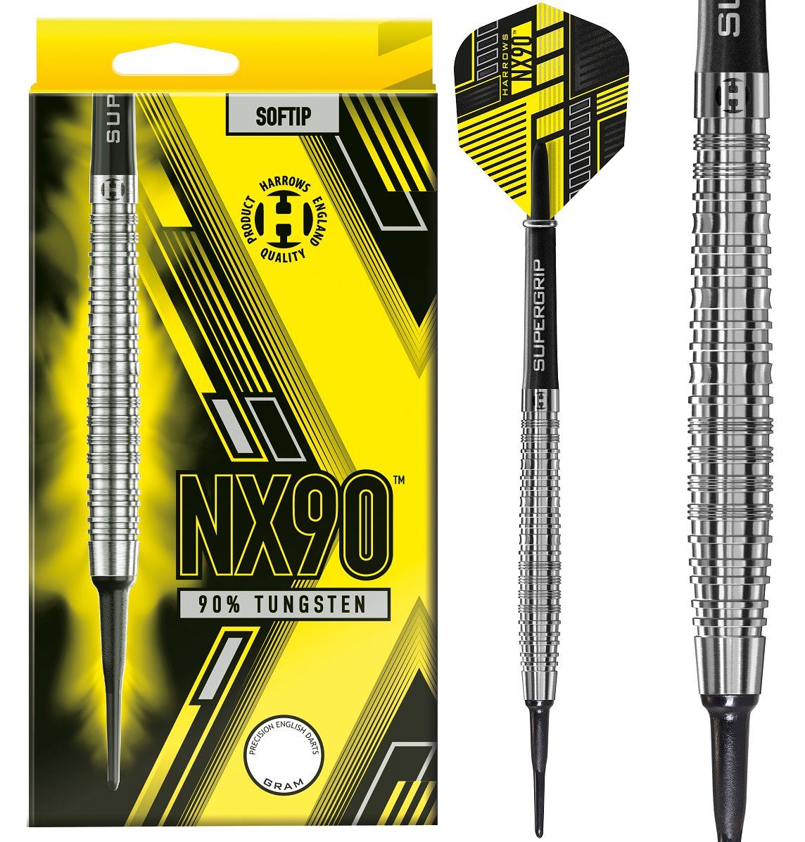 Fléchettes Harrows Predator 90% Tungstène - 20g - Soft Darts - Avec Vols Prime