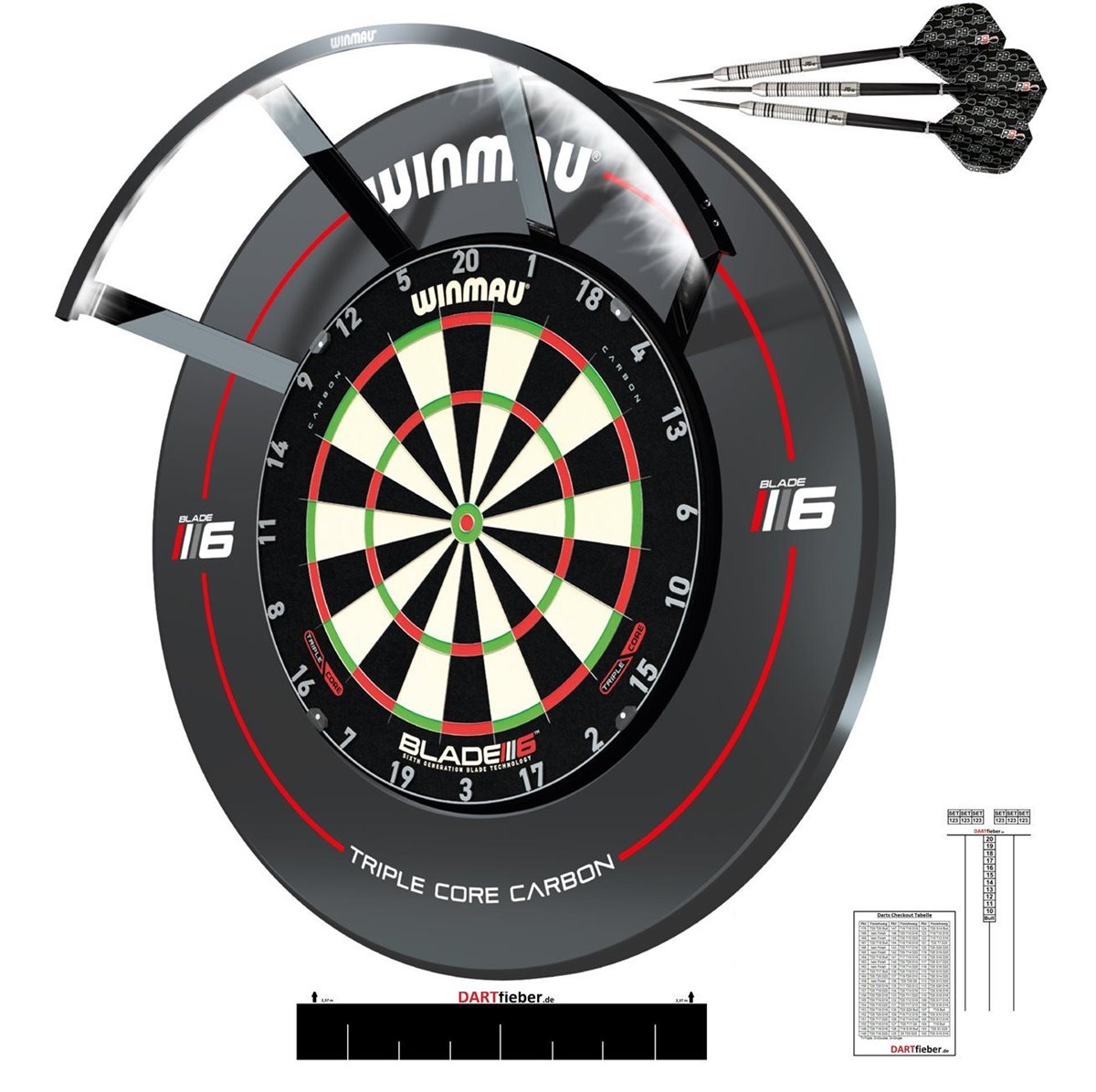 WINMAU Dartboard Blade 6 Triple Core LED Surround Darts Bristle Board+LED