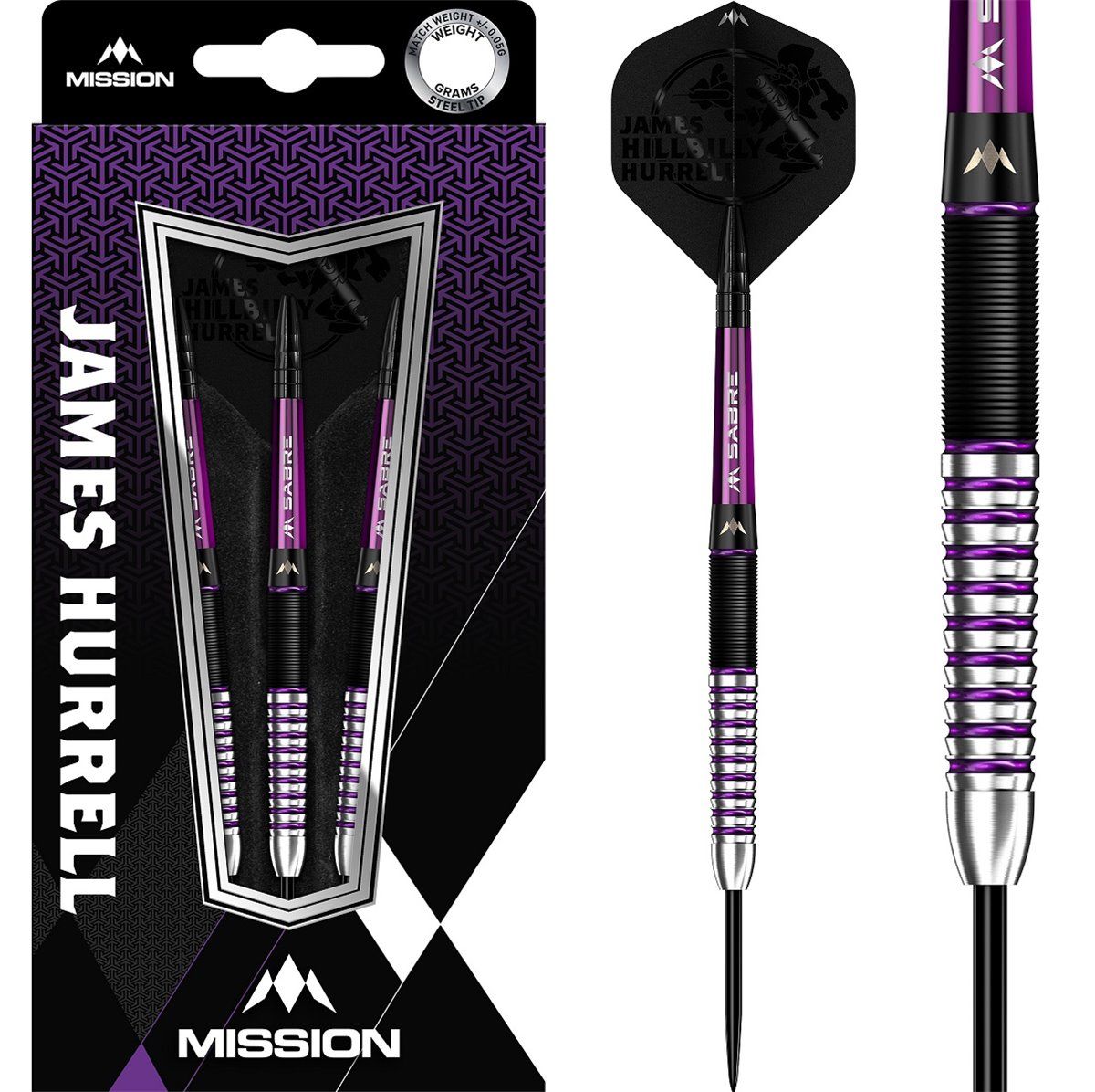 Mission James Hurrell Steeldarts 90% Tungsten PVD 22/24/26 Gramm Steeldarts