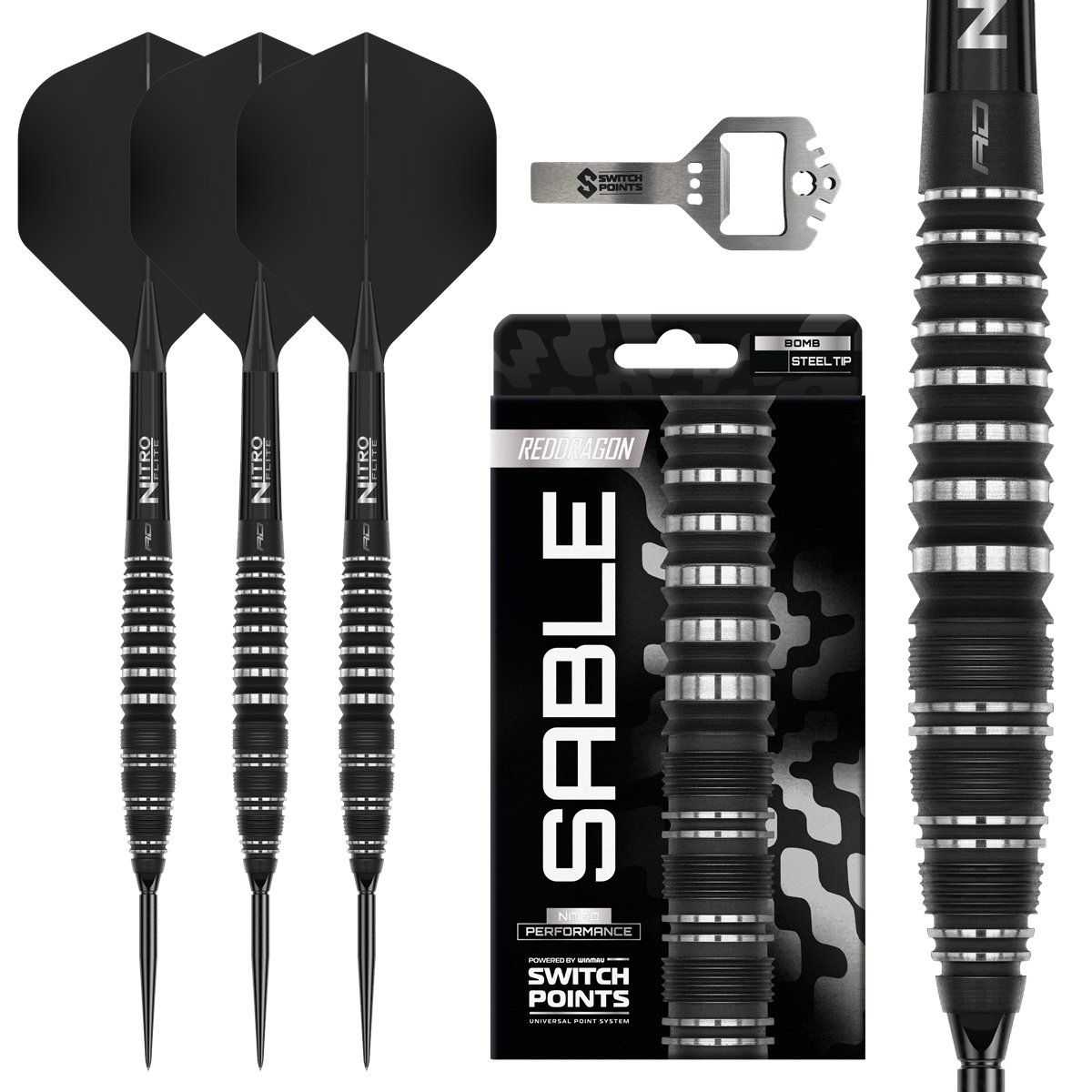 Reddragon Sable Bomb Switch Point 90% Steeldarts 22/24/26 Gramm Steeldarts