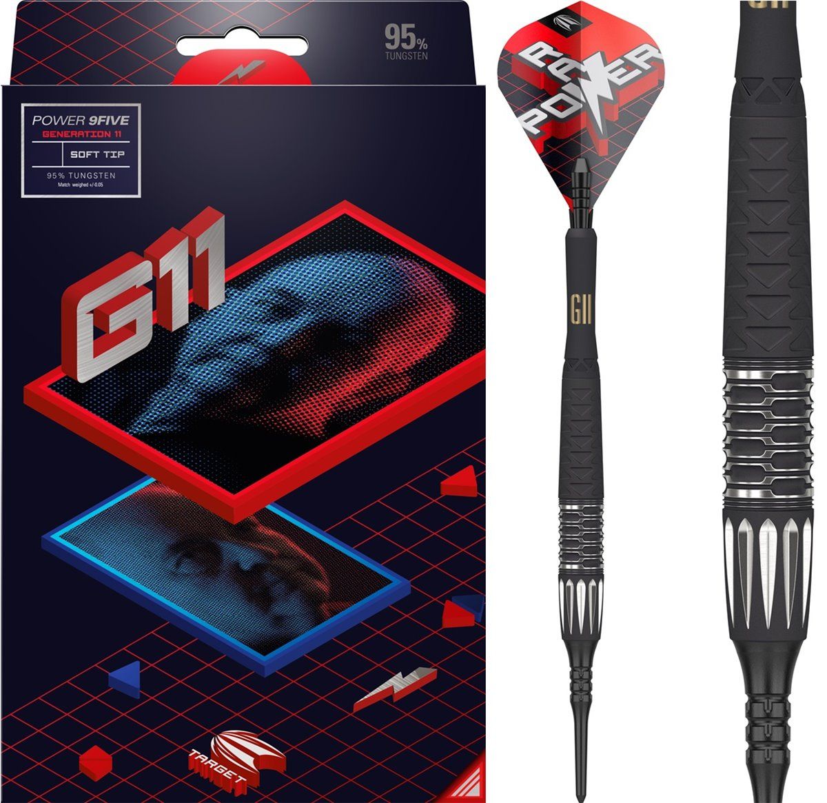 Target Phil Taylor Raw Power G11 95% Softdart 18/20 Gram Softdarts