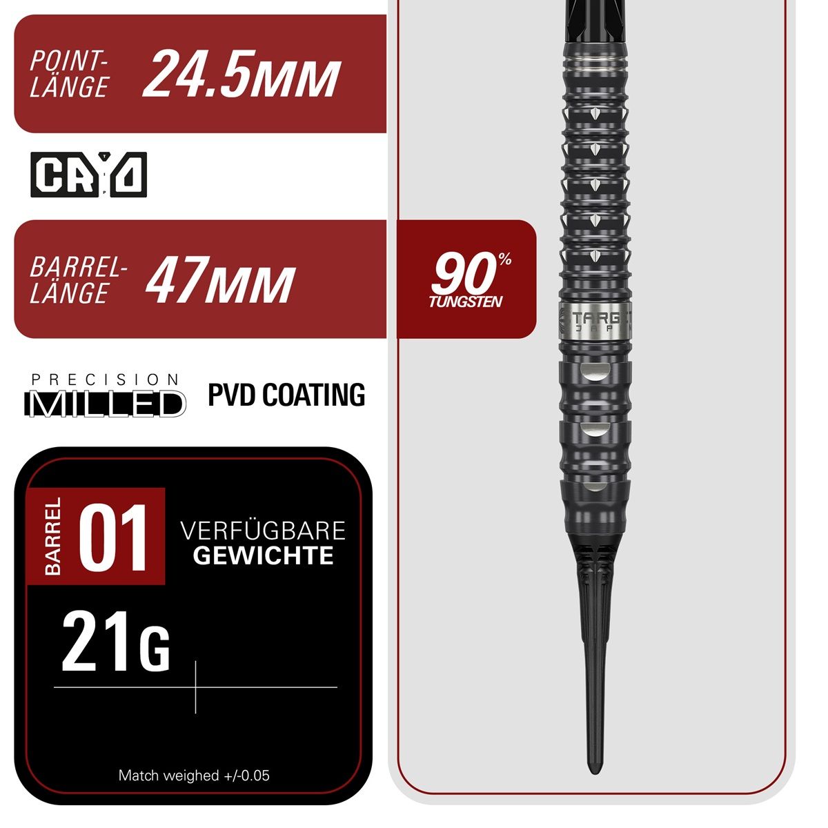 Target Black Marque Eclipse 90% 2BA Softdarts 21 Gramm Softdarts