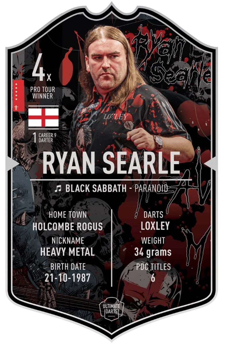 Ultimate Card Ryan Searle Dartspieler Karte 37 x 25 cm Fanshop