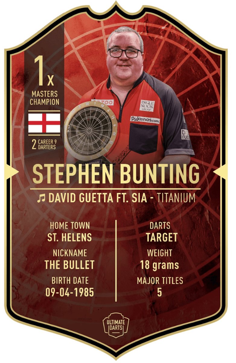 Ultimate Card Stephen Bunting Dart Karte 37 x 25 cm Fanshop