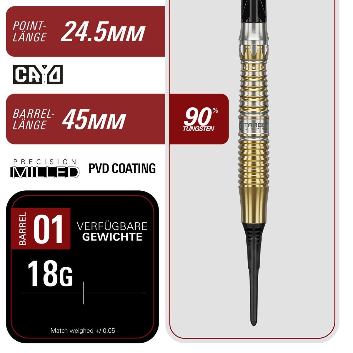 Target Black Marque Enzo 90% 2BA Softdarts 18 Gramm Softdarts