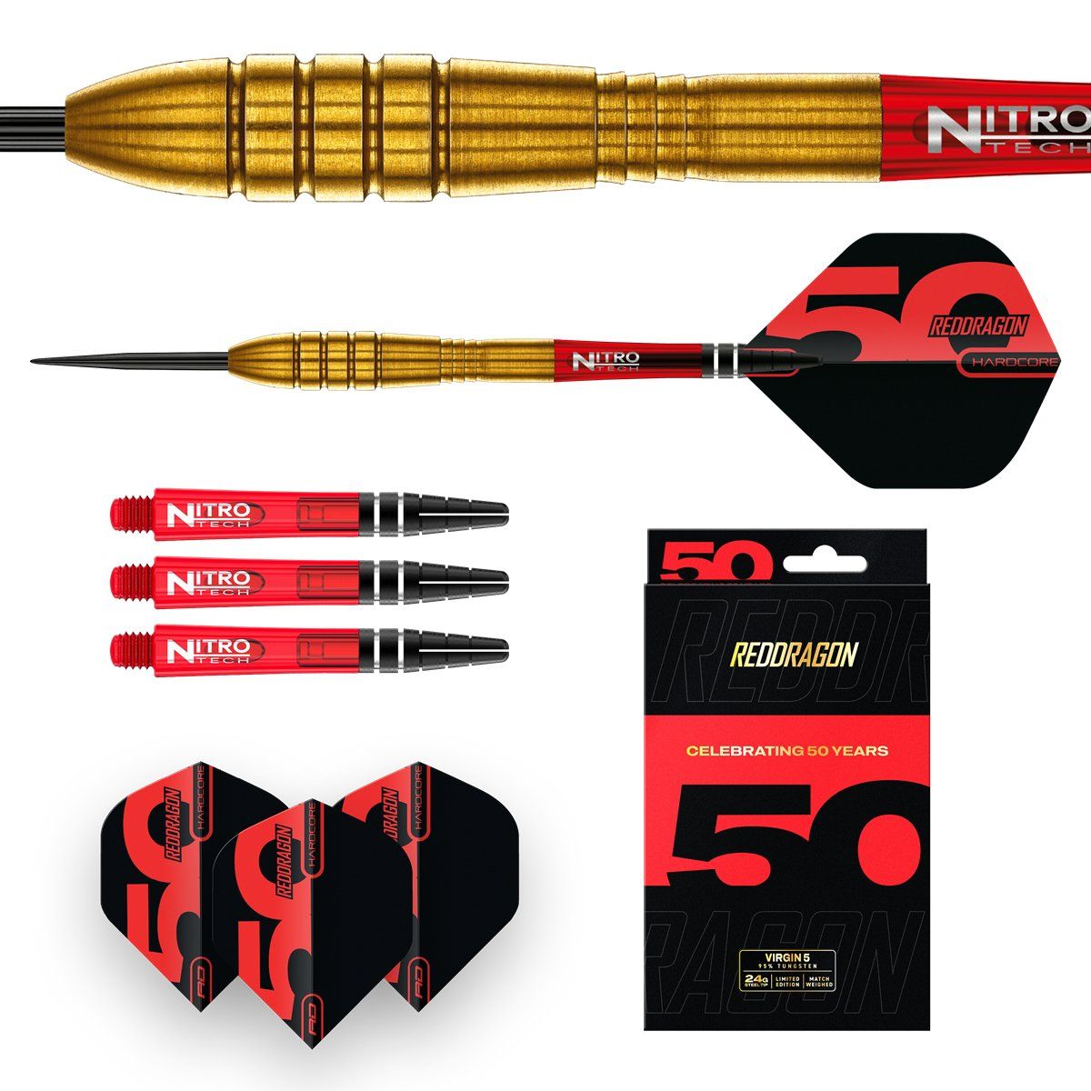 Reddragon Golden Virgin 5 90% Steeldarts 24/26 Gramm Steeldarts