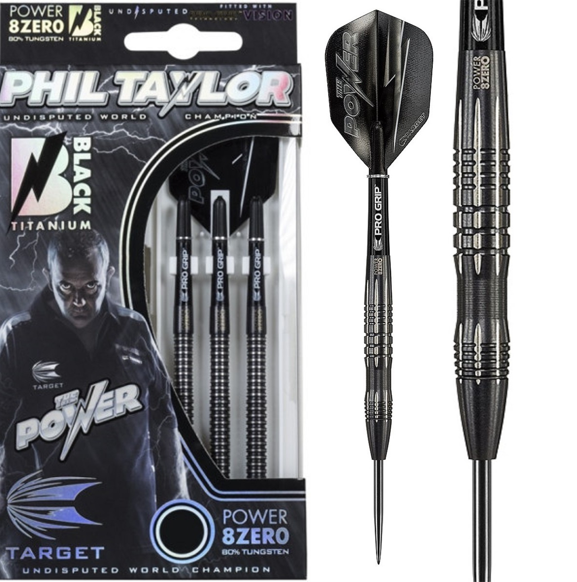 TARGET Phil Taylor 8 Zero Black 80% Tungsten 22/24 Gramm Steeldarts Steeldarts