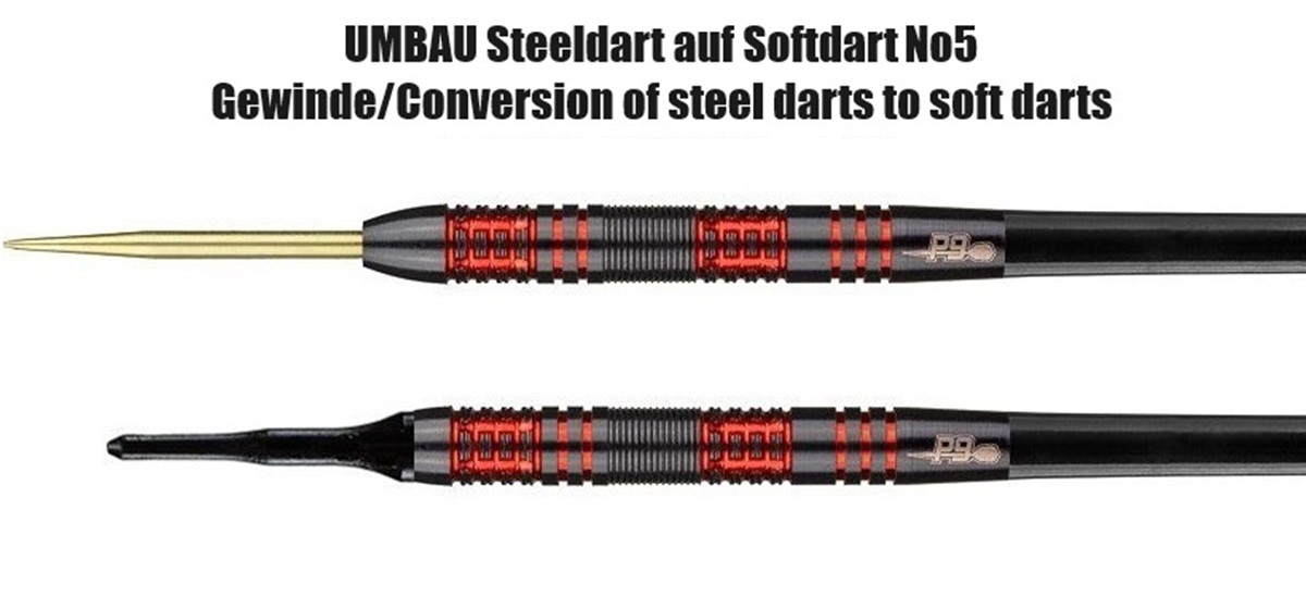 Dartumbau von Steel-Dart auf Soft-Dart 2BA M3 No5 Gewinde Umbauservice