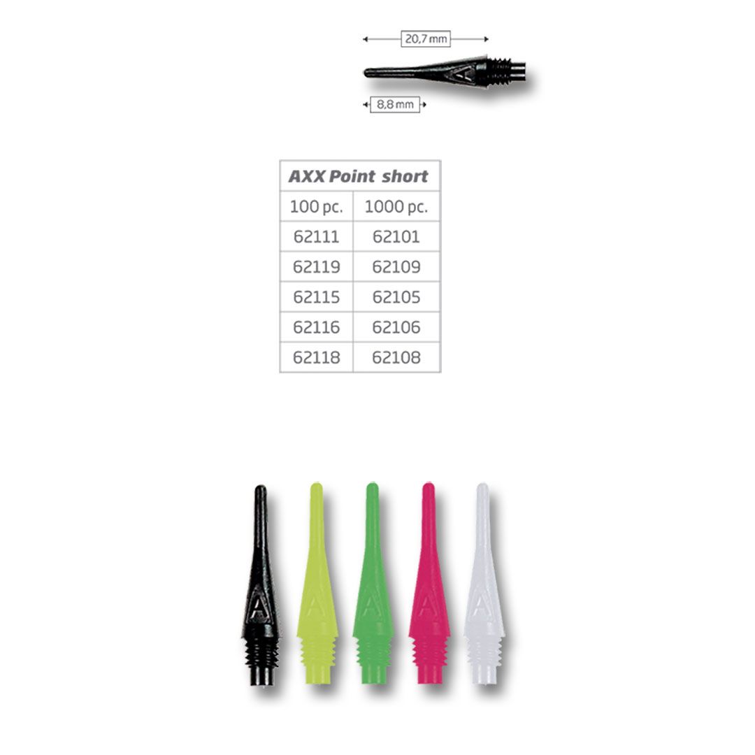 Bull's Axx Tips short 6mm 100 or 1000 Piece Soft Dart Spitzen
