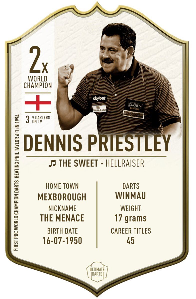 Ultimate Card Immortals Dennis Priestley Dart Karte 37 x 25 cm Fanshop