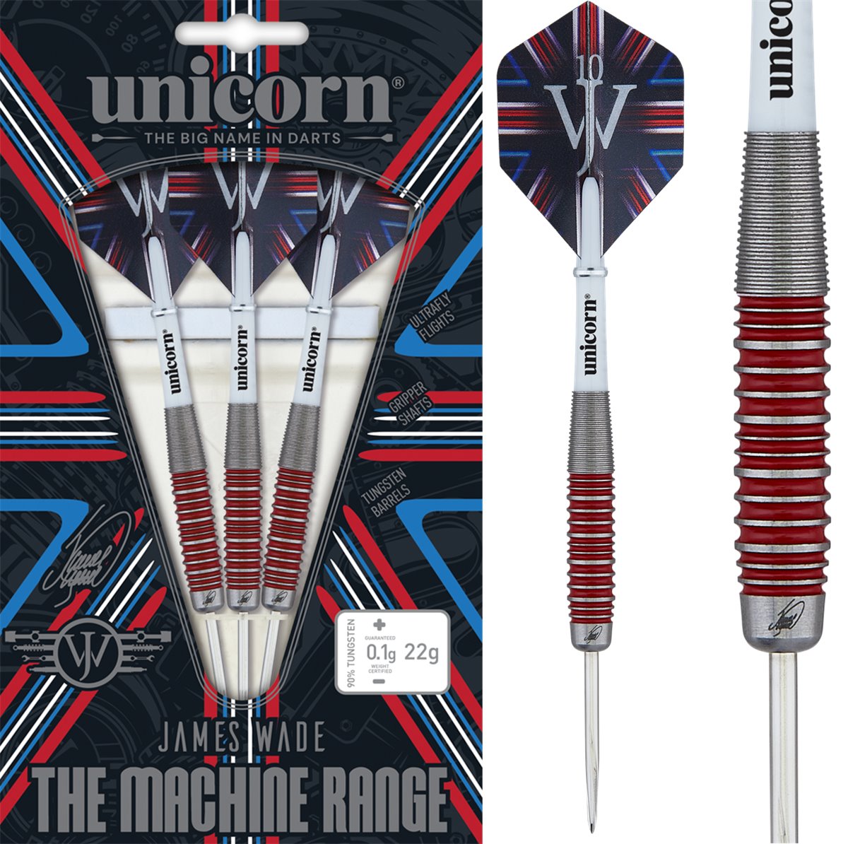 Unicorn James Wade Machine 90% Steeldarts 22/24/26 Gramm Steeldarts