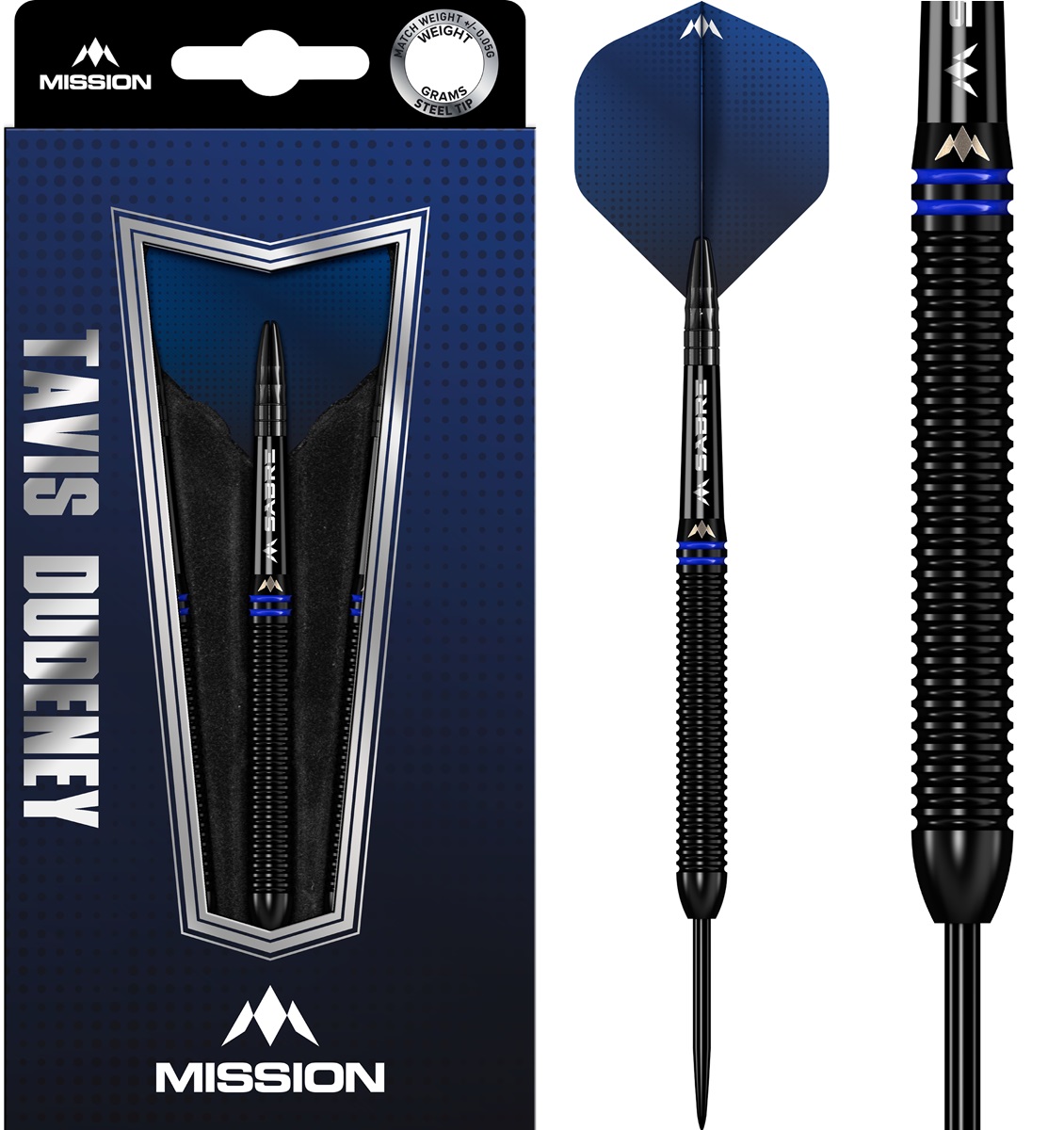 Mission Tavis Dudeney 90% Black PVD Steeldarts 22/24 Gramm Steeldarts