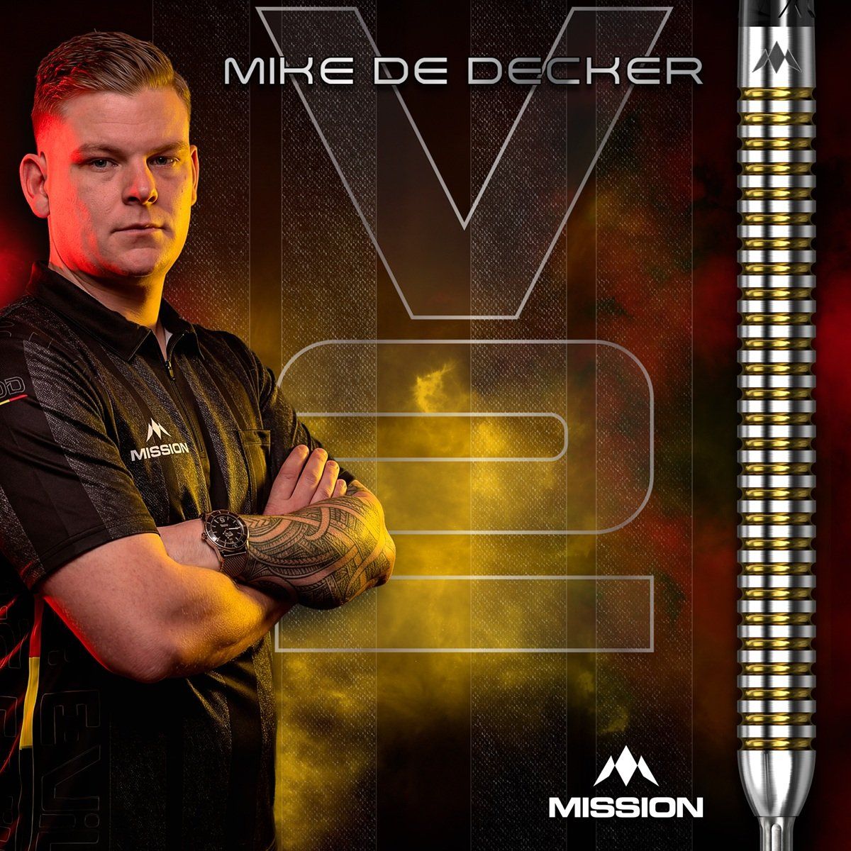 Mission Mike De Decker V2 RP 95% Steeldarts 22/24 Gramm Steeldarts