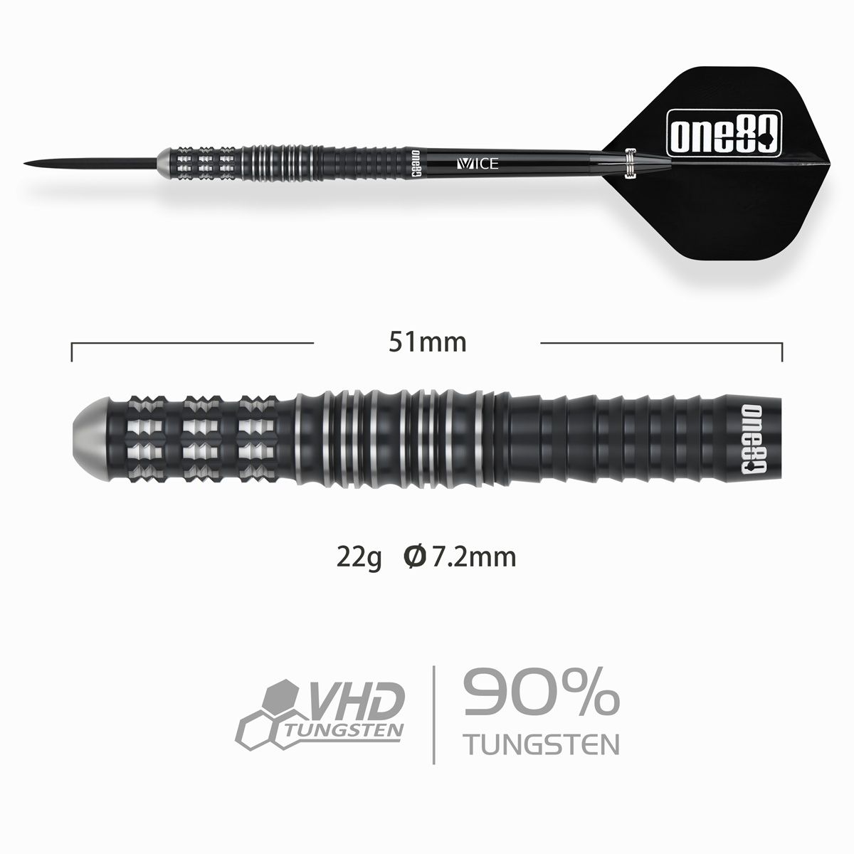 ONE80 Luo Zhuolun Sniper 90% Steeldarts 22 Gramm Steeldarts