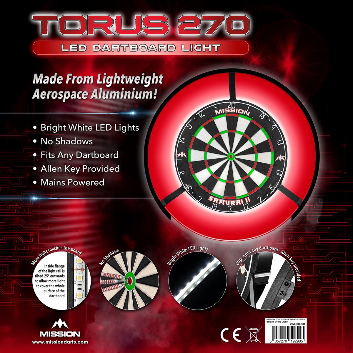 B-Ware/ Retourware Mission Torus 270 Lighting System LED Licht für Dartboards Dartscheiben Boardzubehör B-Ware/ Retourware Mission Torus 270 Lighting System LED Licht für Dartboards Dartscheiben Boardzubehör