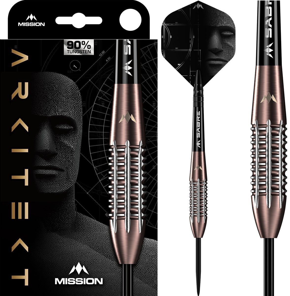 Mission Arkitekt Bronze Silica PVD 90% Steeldarts 21,5/23,5/25,5 Gram Steeldarts