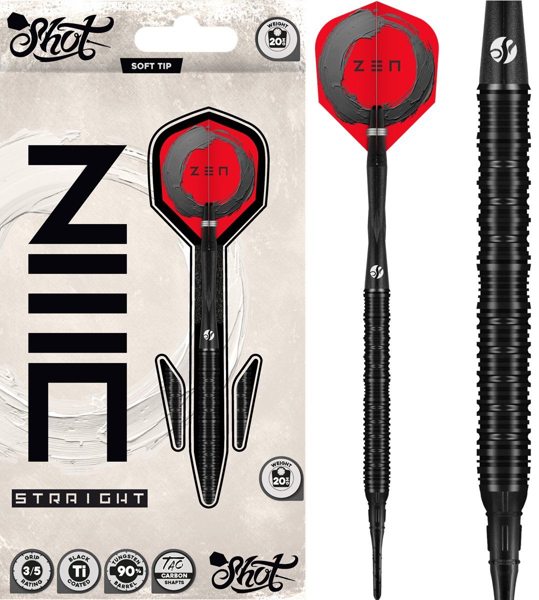 Shot! Zen Straight 90% Tungsten Softdarts 20 Gramm Softdarts