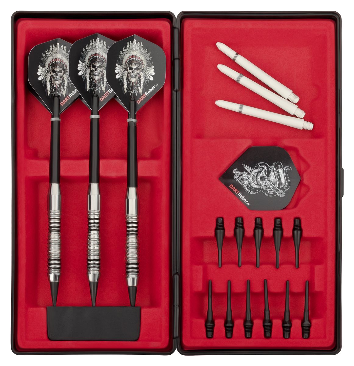 Dartfieber Soft Dart Pfeile Indianer Set 18 Gramm + Zubehör Softdarts DA51606