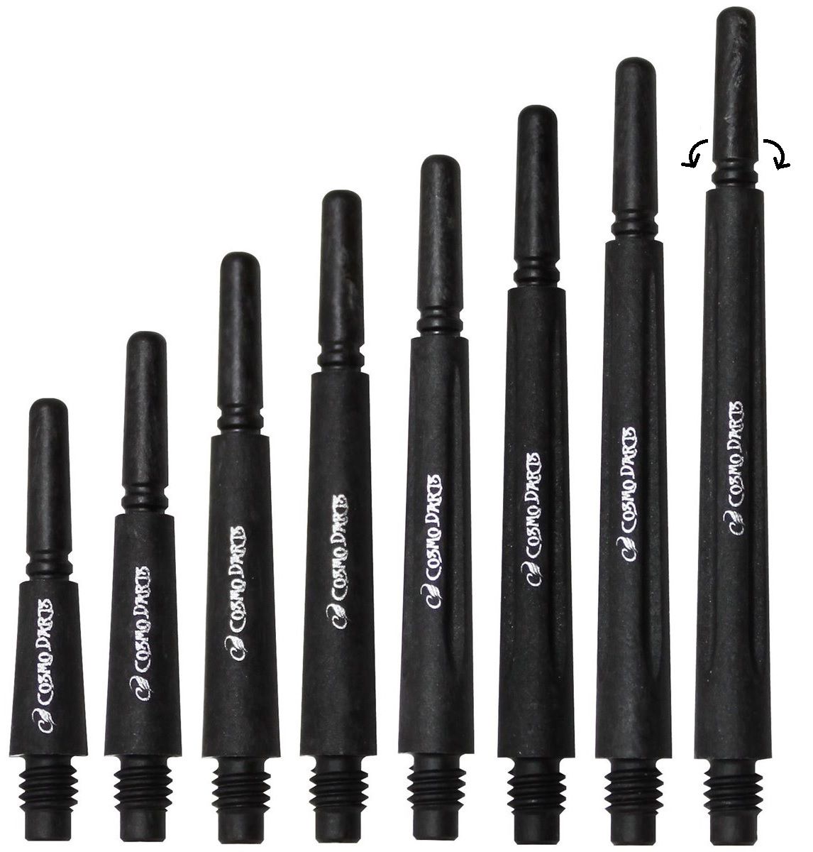 Cosmo Darts Fit Shaft Carbon Spinning Schwarz 4 Piece Shafts