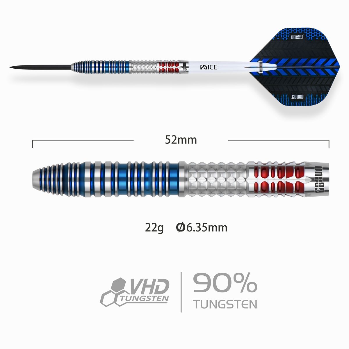 ONE80 Kevin Chatte 90% Steeldarts 22 Gramm Steeldarts