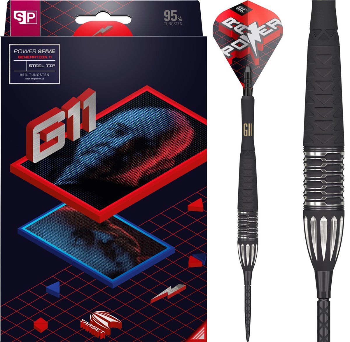 Target Phil Taylor Raw Power G11 SP 95% Steeldarts 22/24/26 Gram Steeldarts