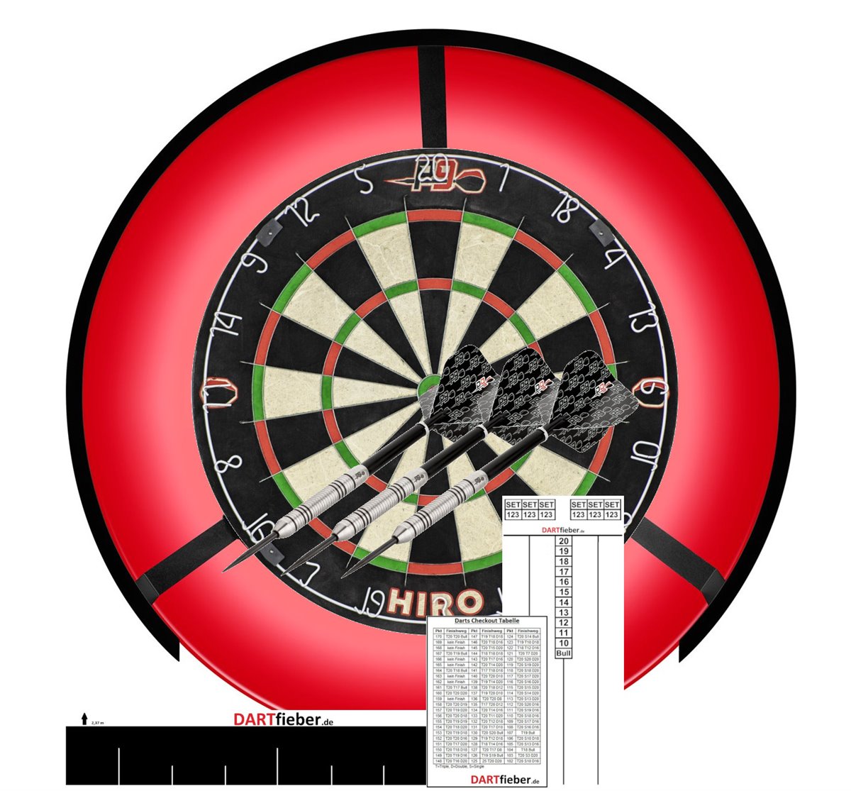 Mega Starter-Set LED Dartboard Surround Abwurflinie Tungsten Darts Checkoutkarte Scoreboard Block Bristle Board