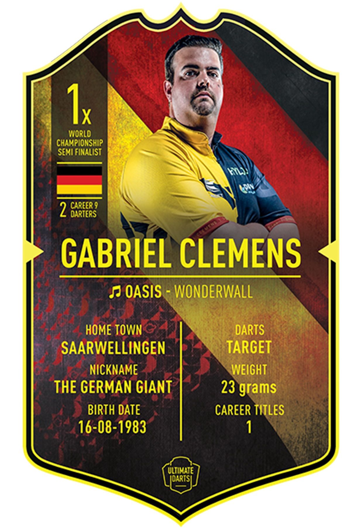 Ultimate Card Gabriel Clemens V2 Dartspieler Karte 37 x 25 cm Fanshop