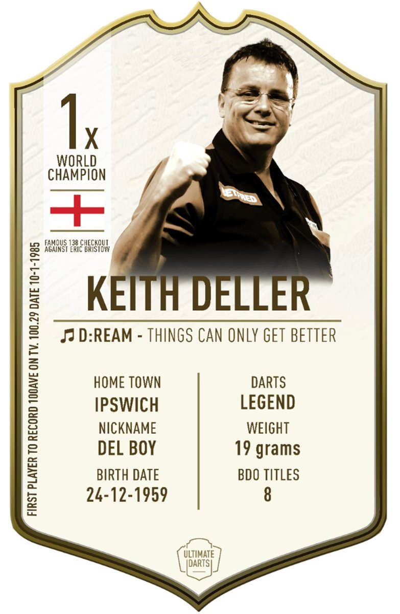 Ultimate Card Immortals Keith Deller Dart Karte 37 x 25 cm Fanshop