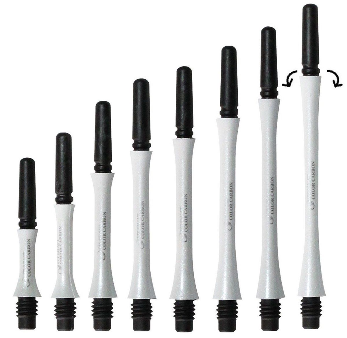 Cosmo Darts Carbon Fit Shafts Slim Pearl White Spinning Shafts