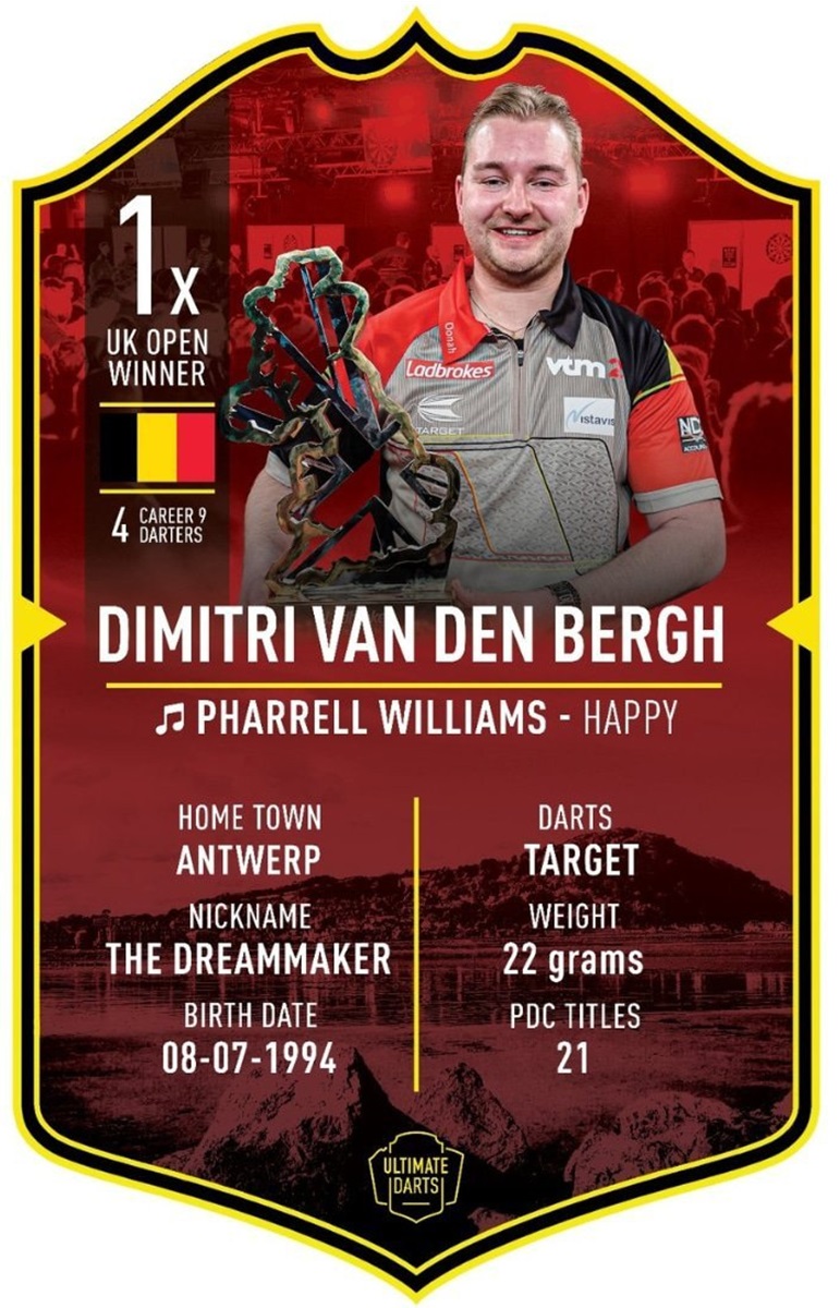 Ultimate Card Dimitri Van den Bergh V3 Dart Karte 37 x 25 cm Fanshop