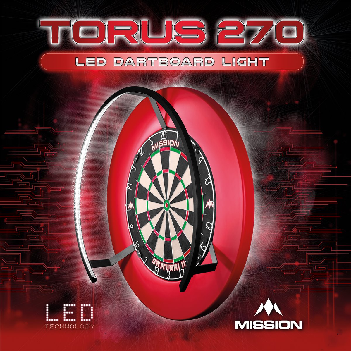 B-Ware/ Retourware Mission Torus 270 Lighting System LED Licht für Dartboards Dartscheiben Boardzubehör B-Ware/ Retourware Mission Torus 270 Lighting System LED Licht für Dartboards Dartscheiben Boardzubehör