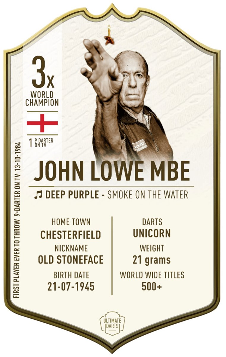 Ultimate Card Immortals John Lowe Dart Karte 37 x 25 cm Fanshop