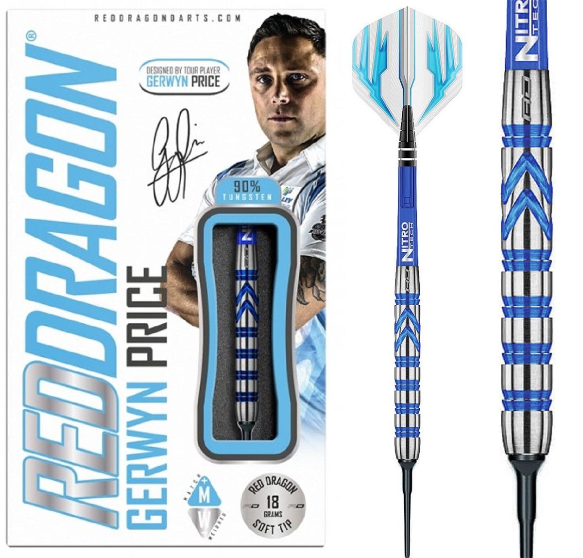 RedDragon Gerwyn "Iceman" Price Le mie freccette elettroniche Soft Tip 20/22 Grammi Softdarts