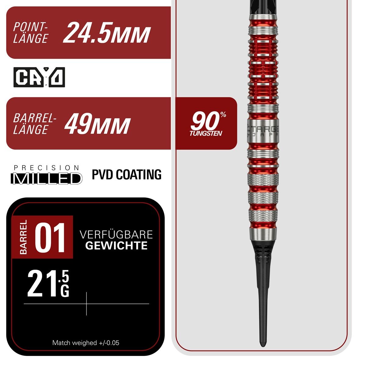 Target Black Marque Spinel 90% 2BA Softdarts 21,5 Gramm Softdarts
