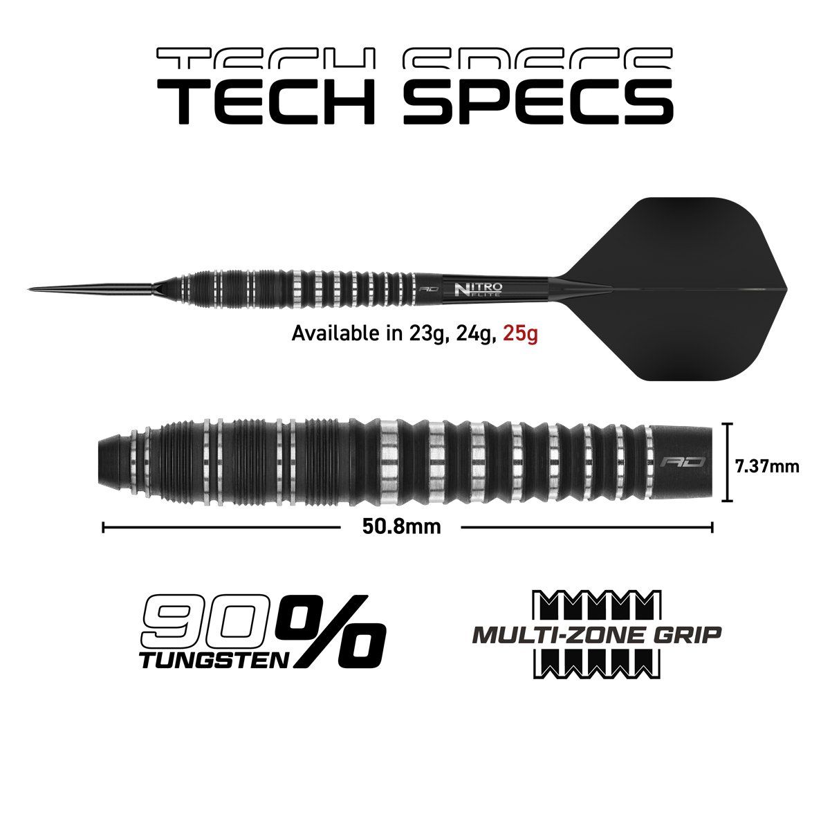 Reddragon Sable Torpedo Switch Point 90% Steeldarts 23/24/25 Gramm Steeldarts