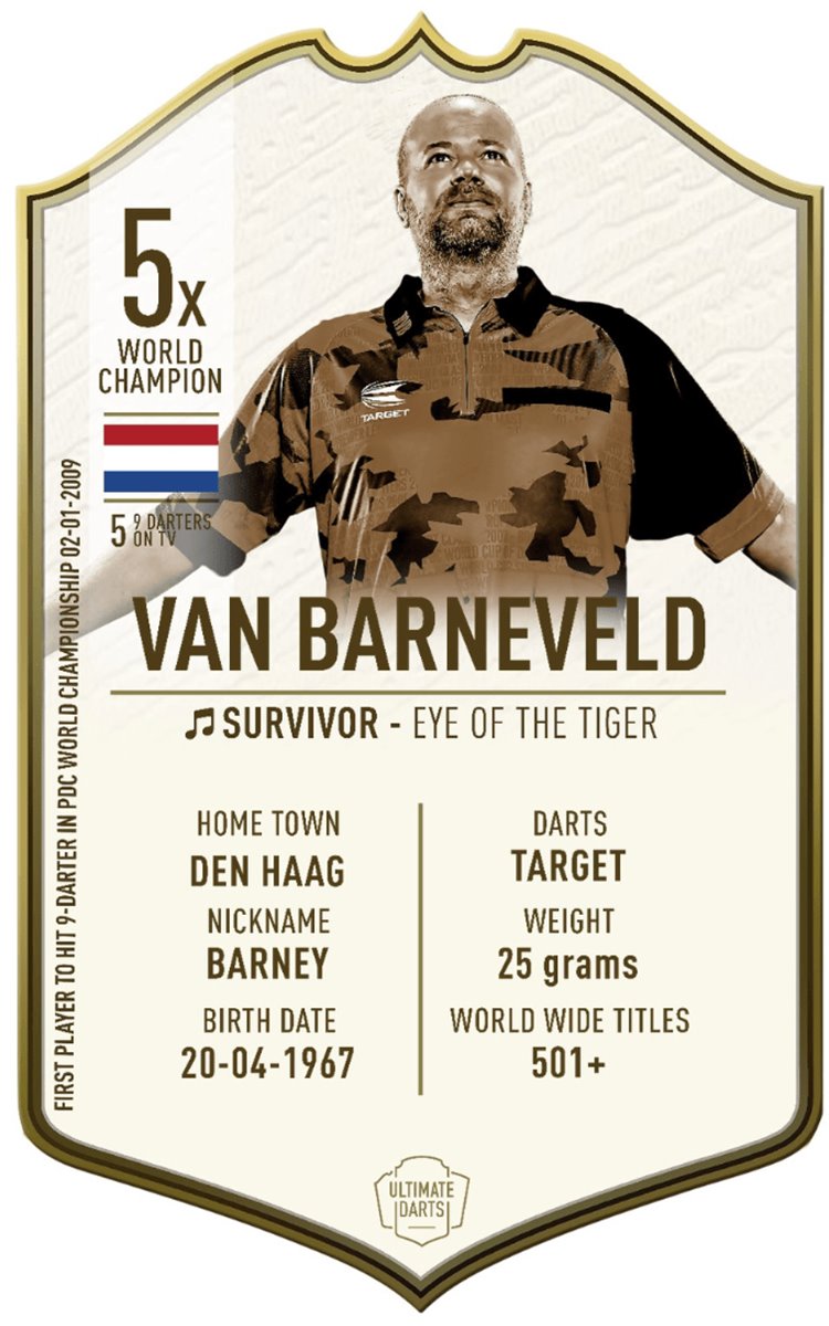 Ultimate Card Immortals Raymond van Barneveld Dart Karte 37 x 25 cm Fanshop