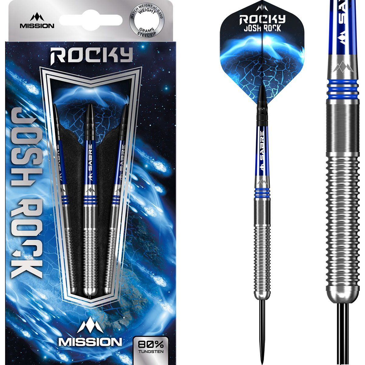 Mission Josh Rock Silver & Blue 80% Steeldarts 25 Gramm Steeldarts