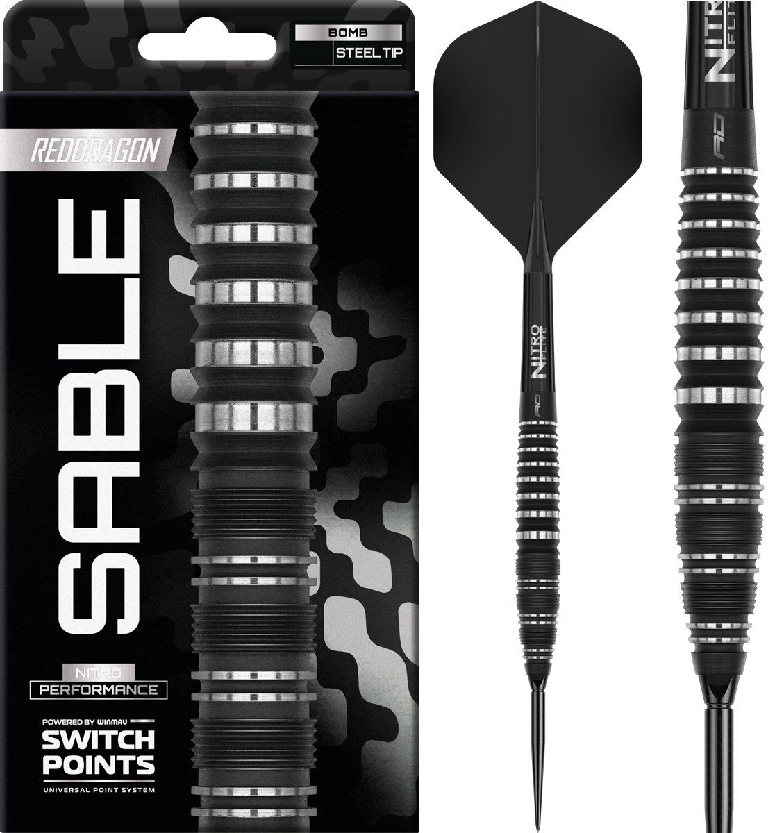 Reddragon Sable Bomb Switch Point 90% Steeldarts 22/24/26 Gramm Steeldarts